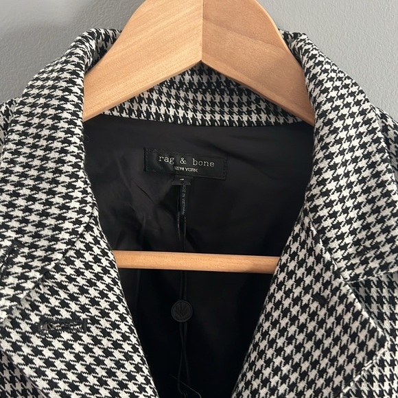 NWT rag & bone Sadie Houndstooth Blazer Jacket Black and White Size 4 - Picture 3 of 10